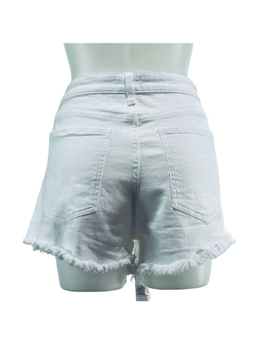 PISTOLA Women's Shorts White Cotton Denim Jean Frayed Edge Hem Stretch Size 32 - Picture 4 of 15